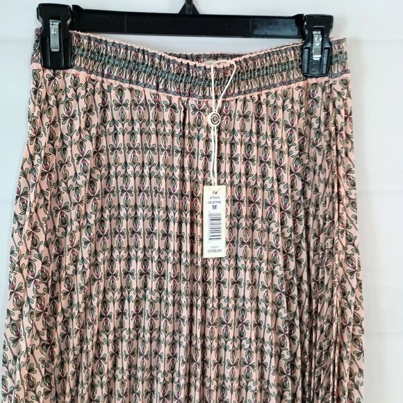 Max Studio Pleated Maxi Skirt Coral Print Size M NWT Flowy Boho Chic $138 - Picture 9 of 10